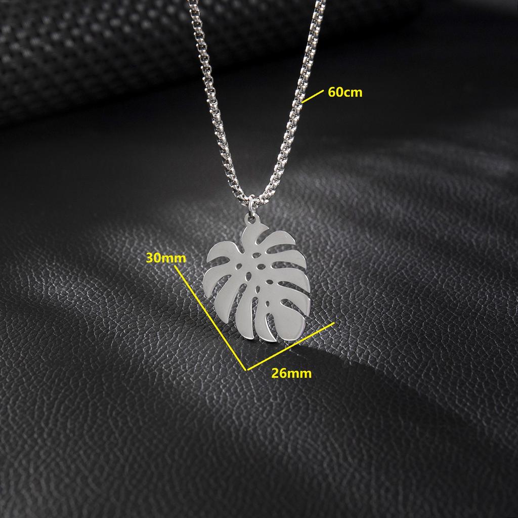 Monstera Leaves Pendant Stainless Steel Vintage Choker Necklace For Women Clavicle Chain Cool Charms Necklaces Cadenas Mujer
