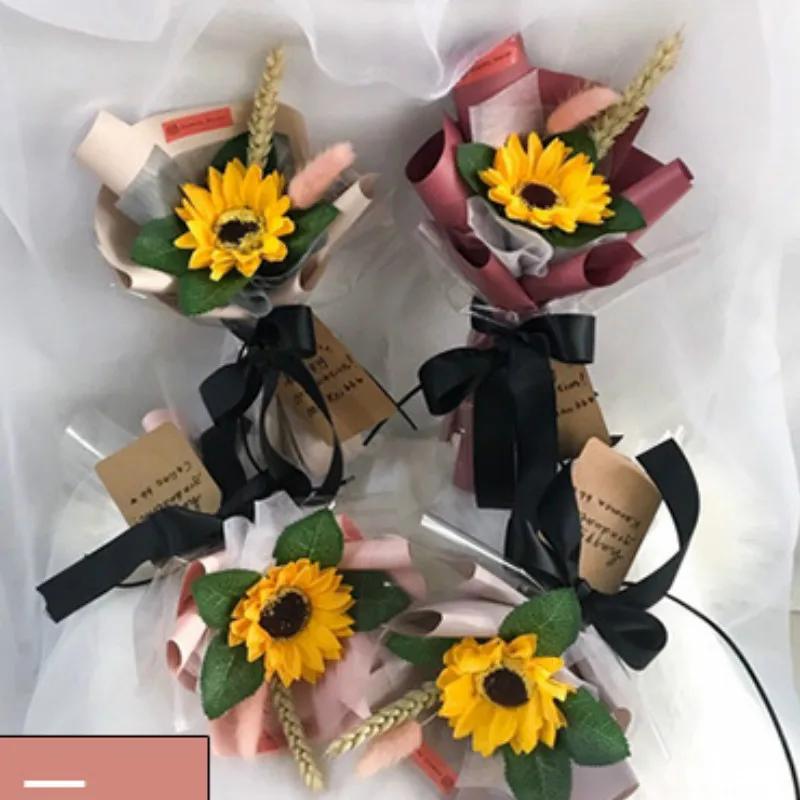 25Pcs/set Sunflower Soap Flower Head Bouquet Gift Box Decor with Soap Flower DIY Wedding Christmas Home
