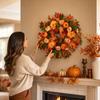 Artificial and Pumpkin Wreath for Thanksgiving Fall Door Decoration