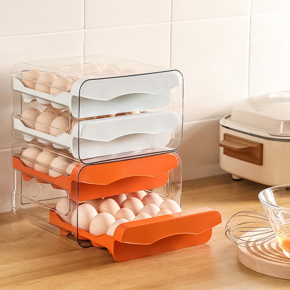 Kitchen Storage Fresh-Keeping Box, Refrigerator Egg Storage Box, Double-Layer Drawer Style Household Kitchen Egg Box Holder