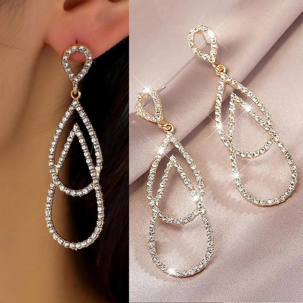 925 Silver Needle Korean Fashion Big Crystal Heart Earrings For Women Jewelry Trending New Luxury Women's Zircon Earrings