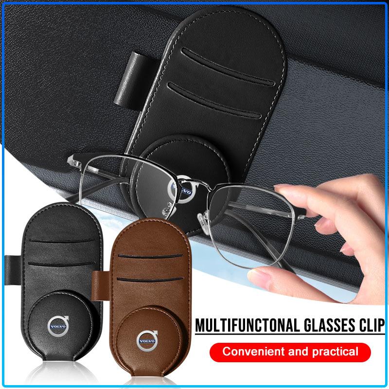 Leather Car Glasses Clip Sun Visor Multi-function Sunglasses Clip Car Styling For Volvo XC60 XC90 S60 S80 S40 V40 V60 V70 V50 XC70