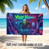 City Cyberpunk Theme Soft Beach Towel Personalized Custom Name Text Towel Portable for Beach Pool Travel