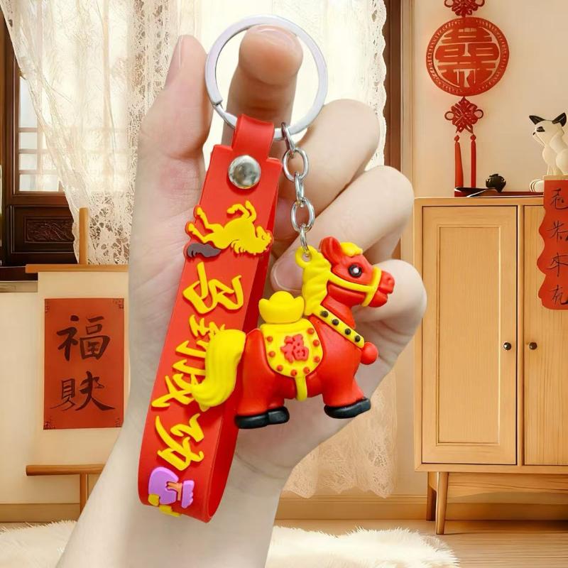 Cute 2026 Year Of The Horse Keychain Zodiac Pony Pendant Couple Backpack Fashionable Accessory Jewelry New Year Mascot Gifts