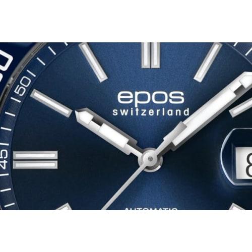 EPOS Men's 3504BL Automatic Diver's Watch, 500m Water Resistant, Ceramic Bezel, Silver