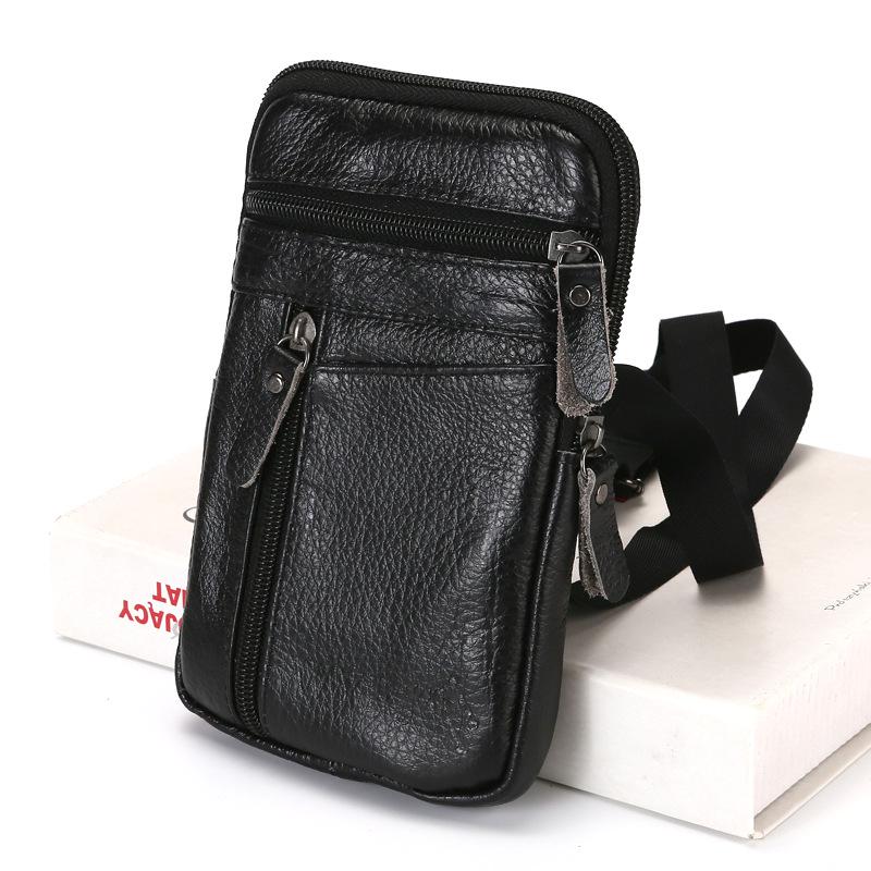 

Genuine Leather Crossbody & Waist Bag for Mobile Phone and Passport 20x12cm чорний