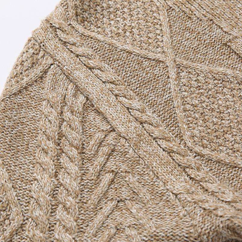 2024 Europäische Größe Frühling/Herbst Strickjacke: Zopfstrick, Langarm, Trendiger Verdickter Pullover