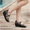 Keilabsatz-Plateau-Websandalen Mode Peep Toe Bequem Atmungsaktiv Mama-Schuhe Damen Casual Dicke Sohle Sandalias Mujer 2024