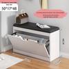 Shoe Storage Bench with Flip-Top Cabinet and Integrated Stool for Entryway