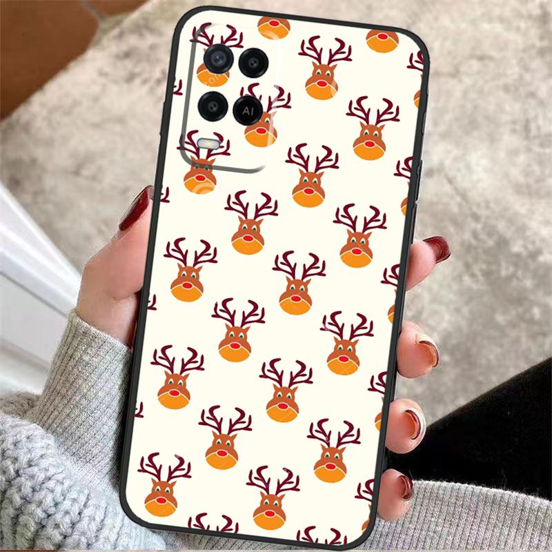 Christmas Santas Seamless Deer Case For Oppo A57 A17 A77 A40 A78 A54 A74 A94 A76 A16 A96 A18 A60 A80 A38 A58 A98 A15 A5 Pro