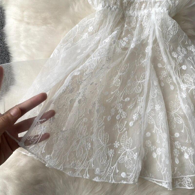 Ladies Sensual Camis Night Dress Fashion Mesh Embroidery Sexy Underwear Slim Pajamas 2023 Lingerie Sheer Nightwear