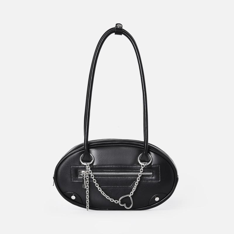 

Trendy Armpit Bag Fashionable Chain High-end Feeling Oval Hand-held Shoulder Women s 25x6.5x16cm чёрный