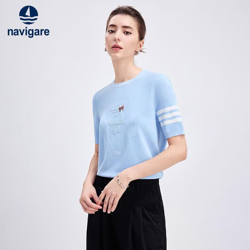 Women s Antibacterial Color-block Jacquard Knit T-Shirt S