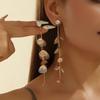 Metal Engraving Crow's Feet Imitation Pearl Chain Blowing In The Wind European and American Women's Earrings