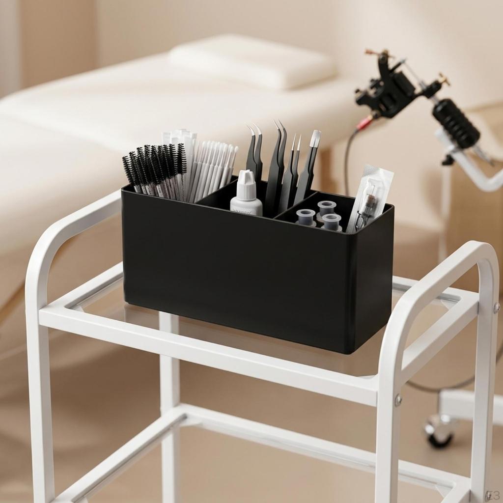 Kosmetik-Organizer mit 3 Fächern Acryl-Stil Make-up Arbeitsplatten-Aufbewahrungsbox für Wimpern