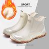 Men's Waterproof Rubber Rain Boots - All Seasons (Spring/Autumn/Winter) with Fleece Lining, Durable Large Size Work Safety Shoes