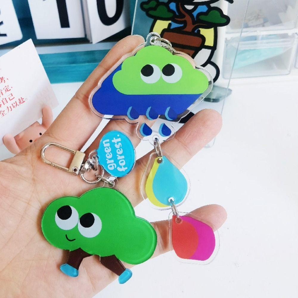 

Craft Rainbow Rain Car Key Chain Jewelry Tree Pendant Running Small Tree Keychain Creative Gift Style B