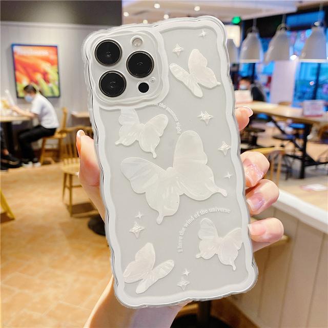 Korea Ins Wave Frame Sweet Flowers Phone Case For Iphone 12 11 13 Pro Max Xs Max X Xr Clear Shockproof Soft Cover Cases