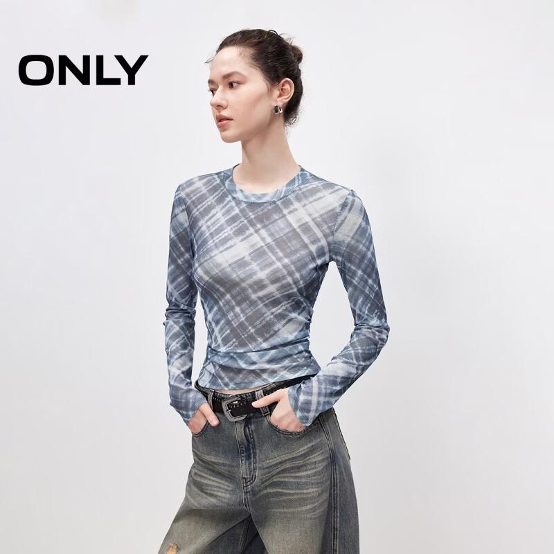 Only Women's 2026 Summer Plaid Mesh Slim-Fit T-Shirt