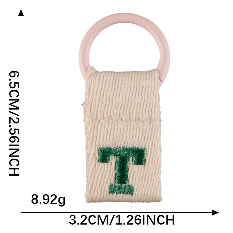 Korean-Inspired Couple Name Tag Backpack Keychain with 26 Letters Embroidered Ribbon