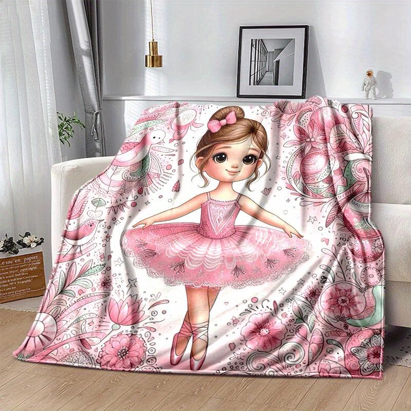 1pc Ballet Printing Lightweight Flannel Blanket, Comfortable and Warm Blanket, for Camping Sofa Bed and Couch Office, Gift