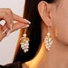 Leaf and Grape Pearl Tassel Ear Hook Faux Pearl Vintage Dangle Earrings  Jewelry Gift