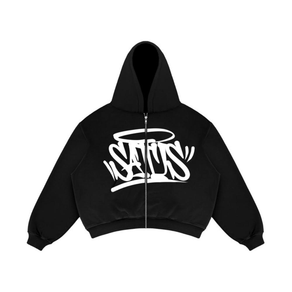 Europäischer und Amerikanischer Herren Herbst und Winter Neuer Stil Amerikanische Modemarke Bedruckte Reißverschluss Sweatshirt Jacke Hip-Hop Ins Stil Set