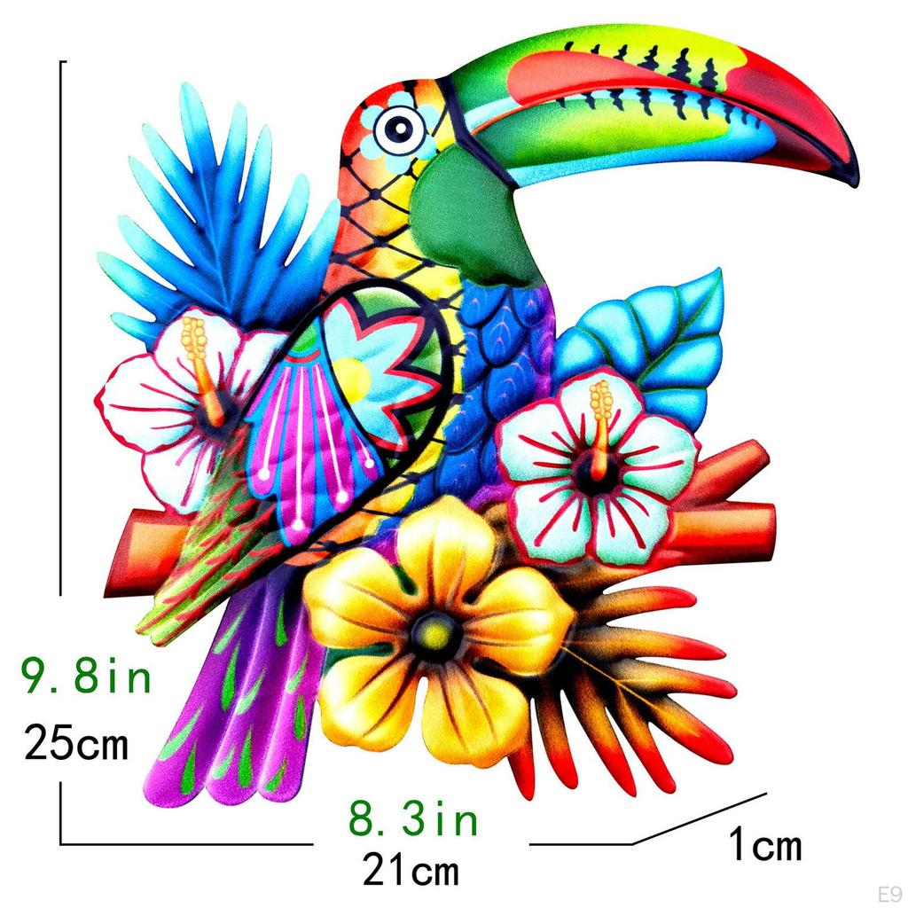 Creative Parrot Wall Art Sculpture Hanging Decor Ornament Metal for Living Room Home
