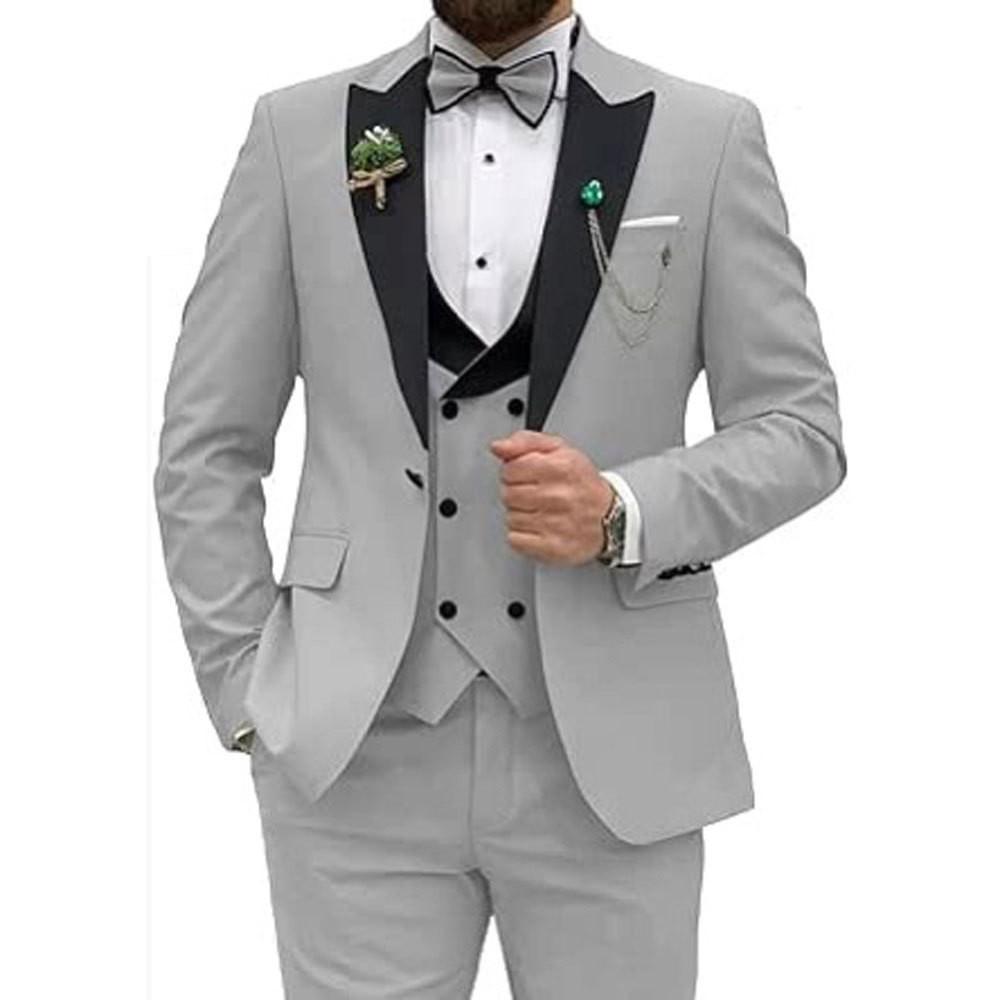Herrenanzüge 3-teilig Blazer Weste und Hosen Set Spitzes Revers Luxuriöse Smoking Anzüge für Herren für Hochzeit Formelle Kleider Busi