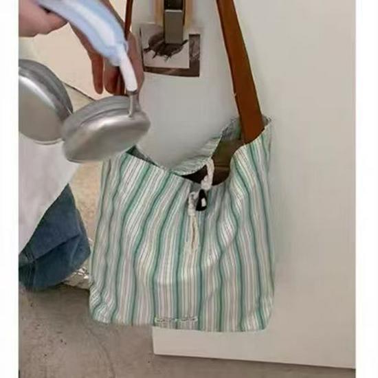 2024 Blue Stripe Versatile Commuter Tote - High-End Single Shoulder Large Capacity Underarm Bag