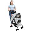 4 Wheels Pet Stroller, Foldable Cat And Dog Stroller with Mesh Windows, Cup Holder, Storage Basket, Breathable Pet Strolling Cart Holds Up To 22lbs