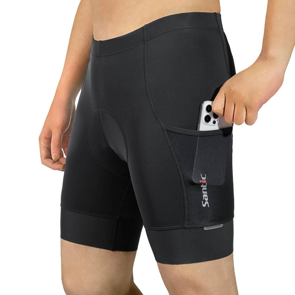 Santic Cycling Racer Bike Size Men's Pants, Pants, Cycling/Road Innerwear, Padded, Moisture-Wicking, Quick-Drying, Spring/Summer (Black, M)