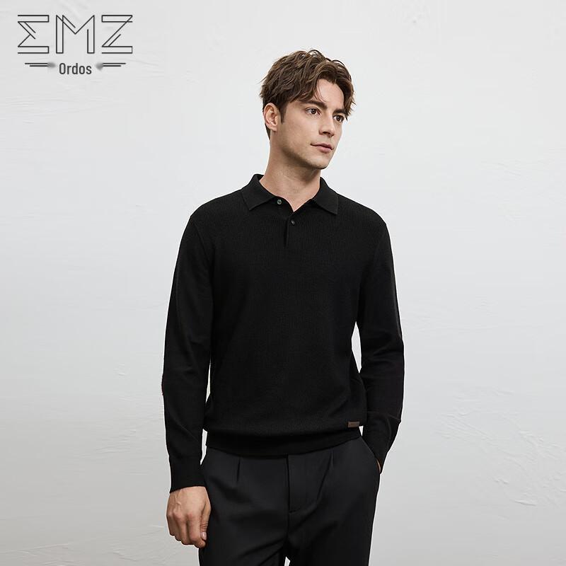 EMZ Herren Herbst Wollpullover mit Hemdkragen