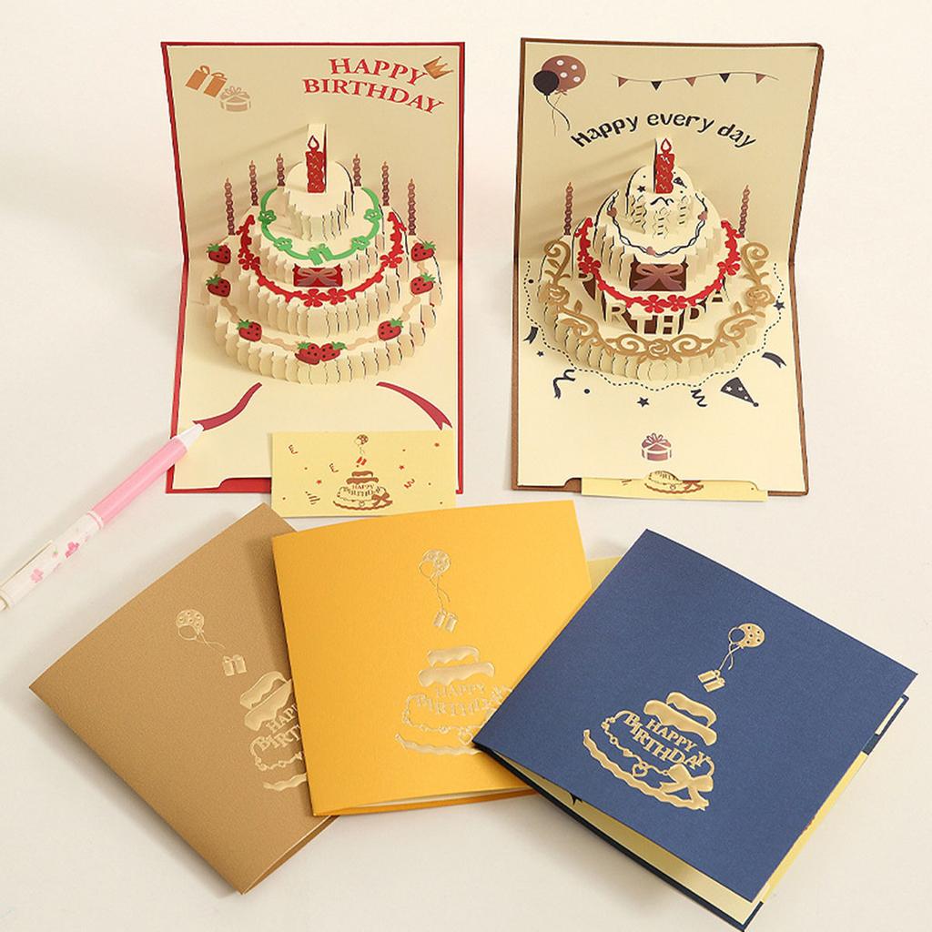 2pcs Birthday Greeting Cards 3D Pop Up Gift Card Gift Cards with Envelope Wedding Decorations for Tables