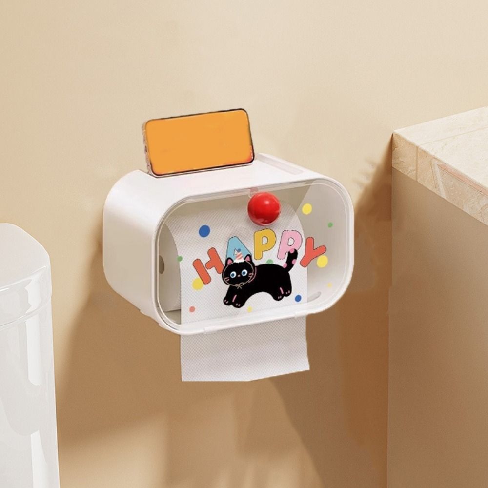 Waterproof Cartoon Tissue Holder No Punching Paper Towel Box Wall Mounted Tissue Box  Bathroom