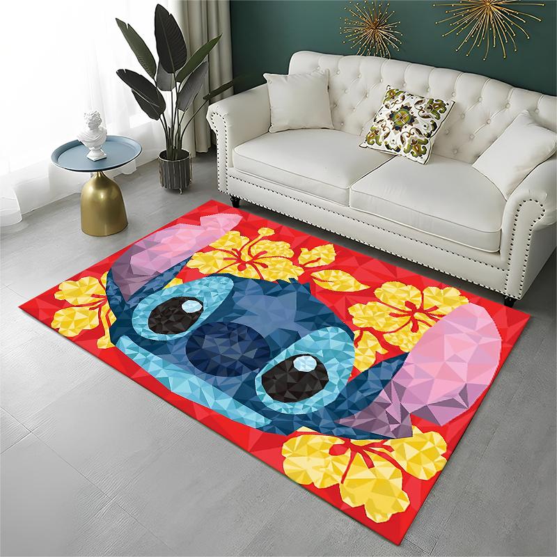 Cute S-Stitch Cartoon Non-Slip Area Rug for Living Room,Bedroom,Playroom,Soft Carpet Floor Mat Home Decor Rug Kids Room Gift