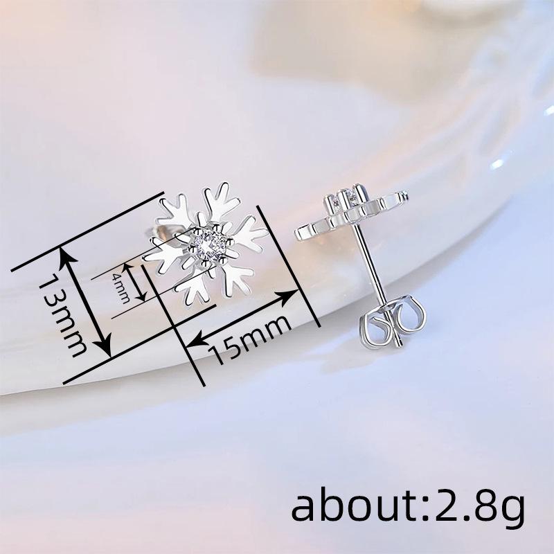 Cao Shi Snowflake Zircon Stud Earrings for Women - Festive Jewelry for Christmas & New Year