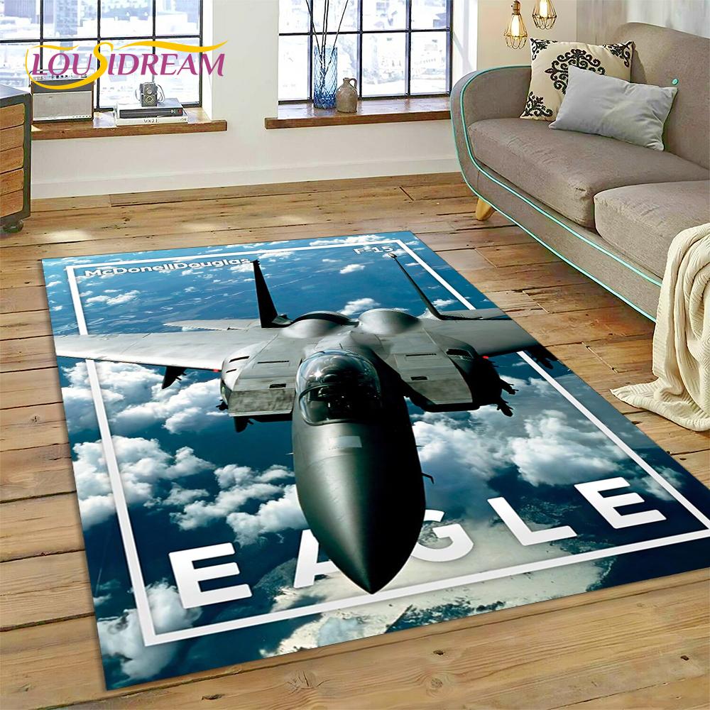 3D Flygvapnets Jaktplan Spitfire Flygplan Matta för Hem Vardagsrum Sovrum Soffa Dörrmatta Dekor, Barnområdesmatta Halkfri Matta