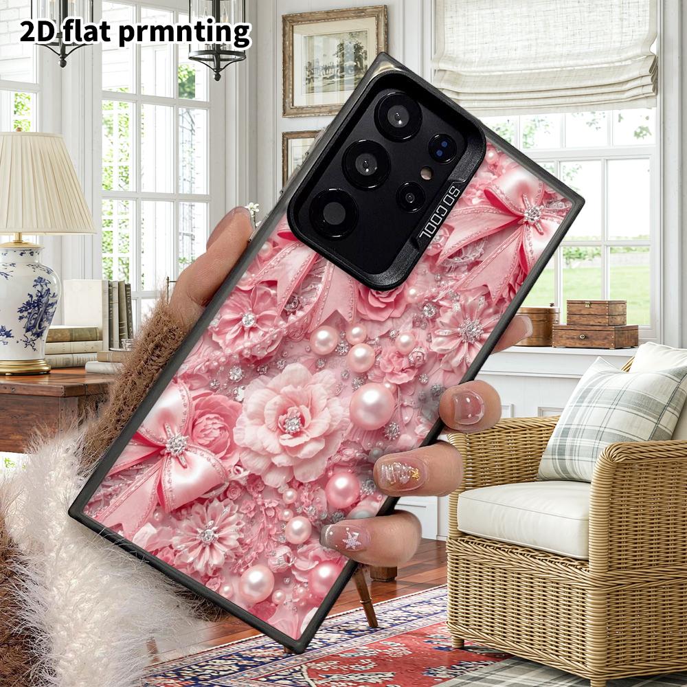 Phone Case: 2D Flat Samsung Galaxy A34 A35 M05 M06 S20 S22 S21 FE Plus 5G Protective Case, Couple Style, Bowknot Floral, Christmas and Halloween Gifts
