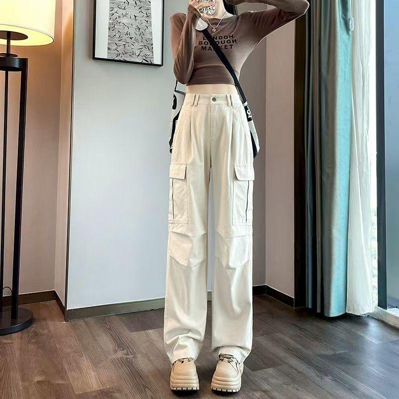 

Новые женские брюки карго с высокой талией 2025: Весна/Осень, Свободный Широкий Крой в Стиле Хип-Хоп XXXS (Sample Fabric)