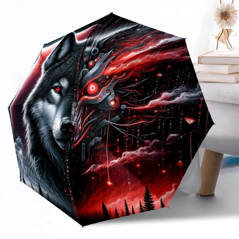 Wolf Dreamcatcher Mandala Outdoor Automatic Umbrella Retractable Design with 8-Rib Durability Lightweight Perfect Gift for Friends Family