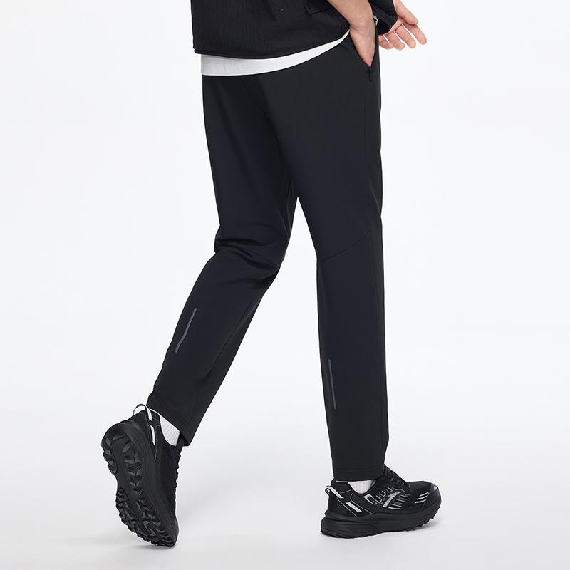 Anta Solid Color Casual Elastic Drawstring Knitted Sports Pants Men Bottoms Black 952415501-1
