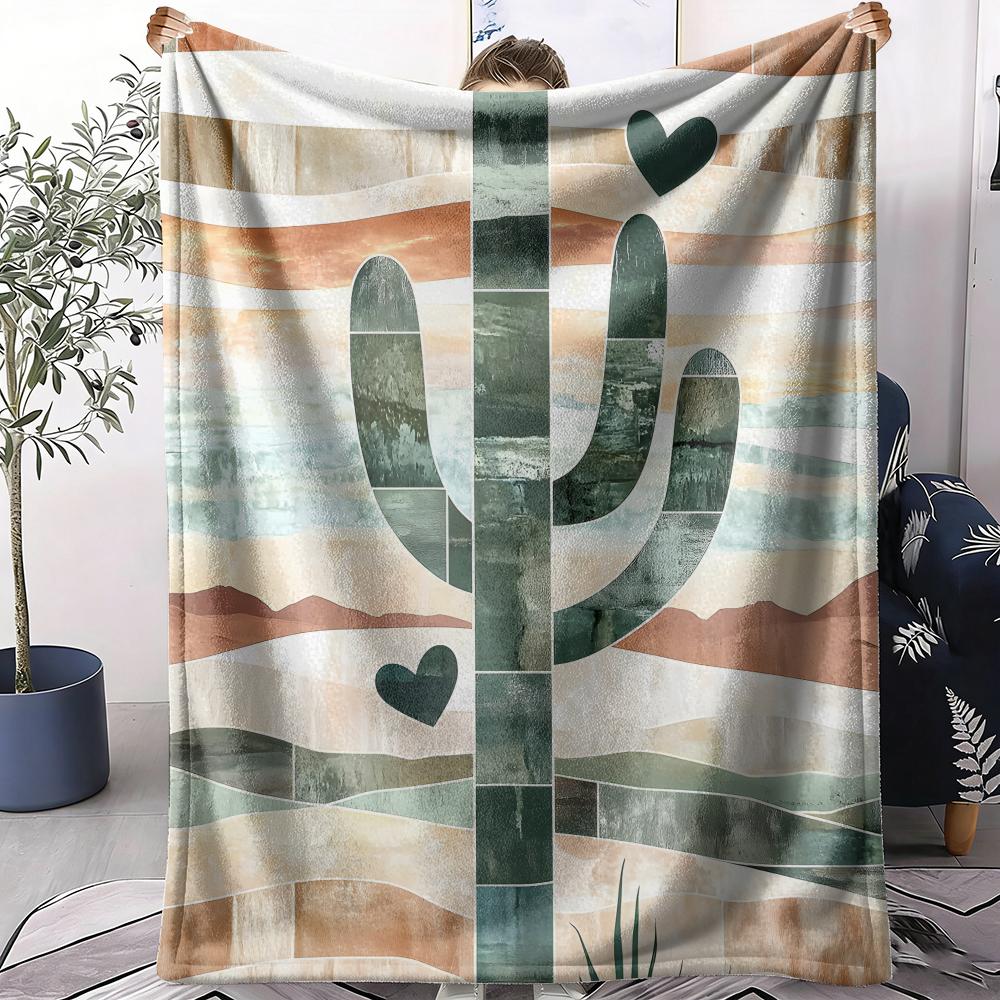 Cactus Throw Soft Flannel AC Blanket Lightweight Summer Nap Throw Cozy Blanket for Sofa Bed Travel Home