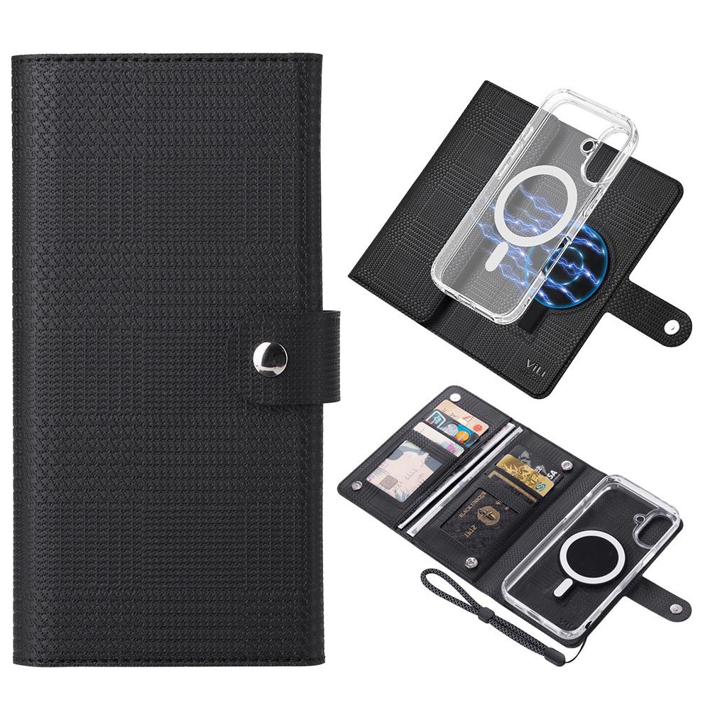 VILI GHA-C Series For iPhone 16 Magnetic Case RFID Blocking Detachable 2 in 1 Leather Phone Cover