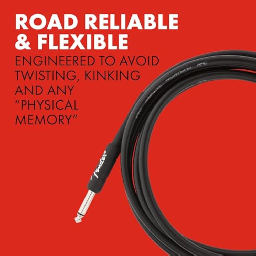 Fender Shielded Cable Professional Series Instrument Cable, Straight/Straight, 10', Black