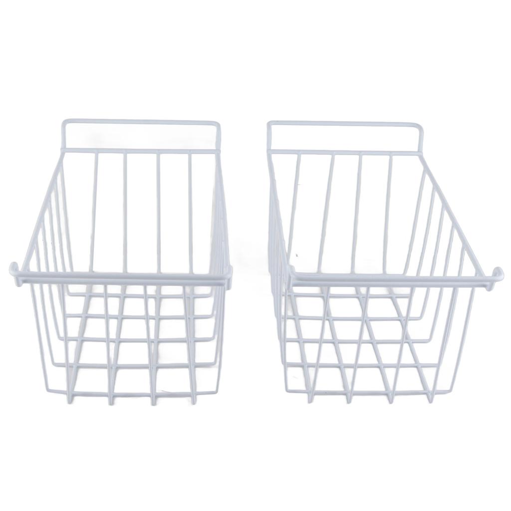 2pcs Refrigerator Freezer Baskets Large Household Wire Storage Basket Bins Organizer with Handles