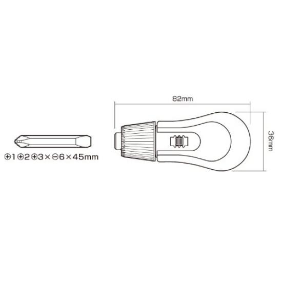 ANEX Ratchet Interchangeable 290 Screwdriver, Type, Screw-Fit No.