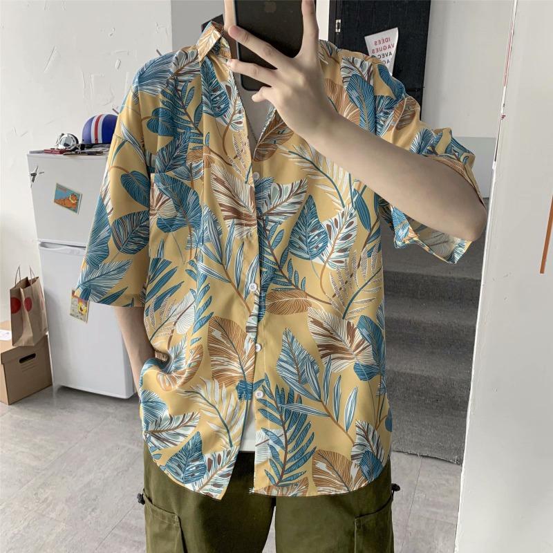 Hawaiian Men's Floral Shirt Harbor Style Retro Beach Beach Floral Couple Floral Shirt Short Sleeved Men