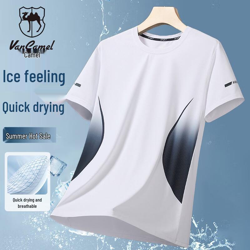 VANCAMEL Men s Ice Feel Quick Dry Breathable Short Sleeve T-Shirt L