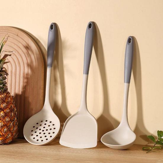 Silicone Spatula Non-Stick Cookware Safe Turner & Slotted Spoon Heat-Resistant Scratch-Free Easy-Clean Kitchen Utensils for Frying Stirring Serving